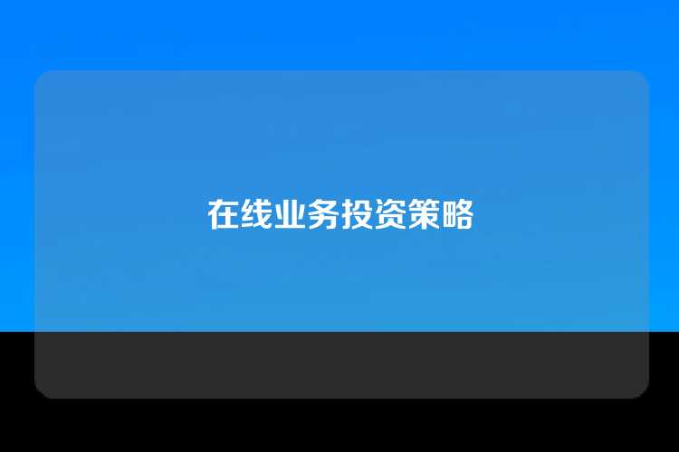 在线业务投资策略