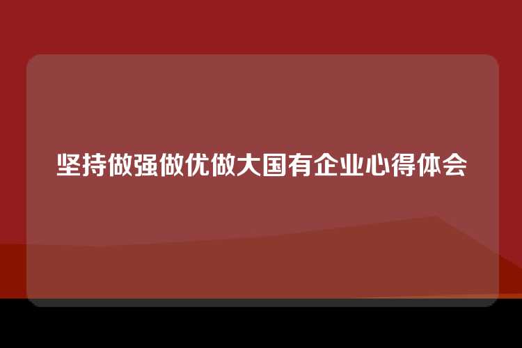 坚持做强做优做大国有企业心得体会