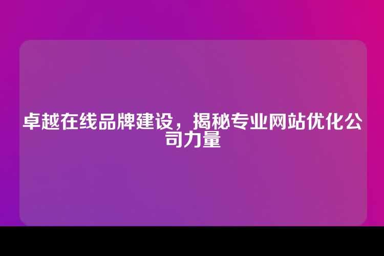 卓越在线品牌建设，揭秘专业网站优化公司力量