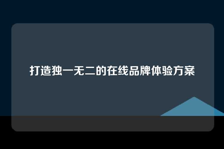 打造独一无二的在线品牌体验方案