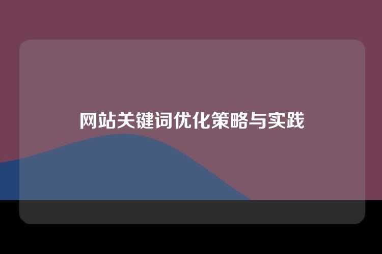 网站关键词优化策略与实践
