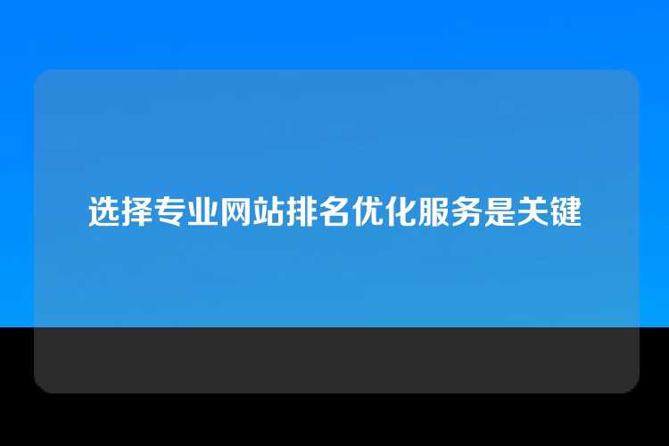 选择专业网站排名优化服务是关键