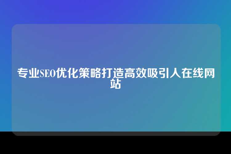 专业SEO优化策略打造高效吸引人在线网站