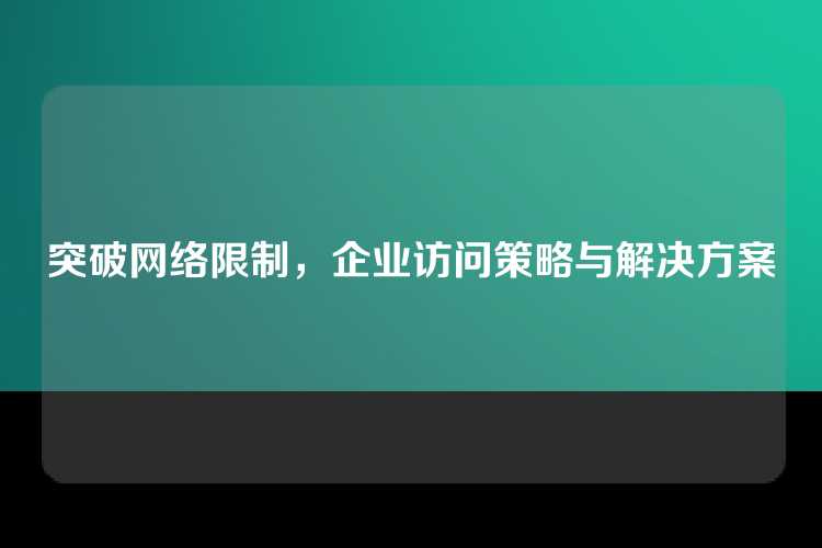 突破网络限制，企业访问策略与解决方案