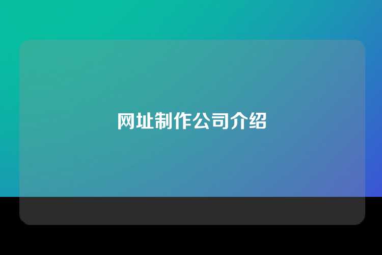 网址制作公司介绍