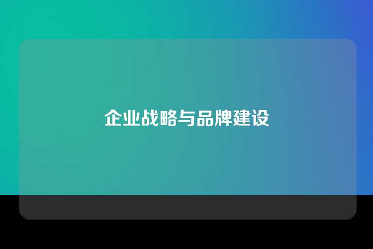 企业战略与品牌建设