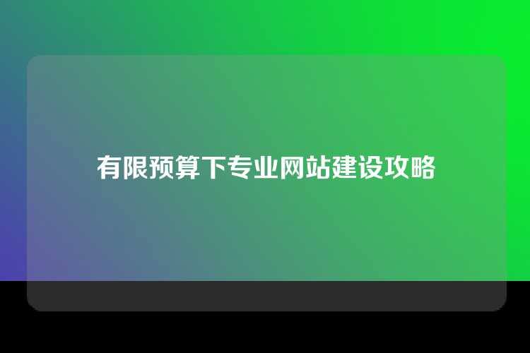 有限预算下专业网站建设攻略