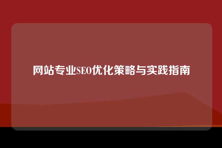 网站专业SEO优化策略与实践指南