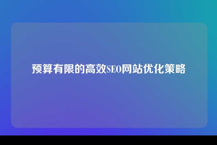 预算有限的高效SEO网站优化策略