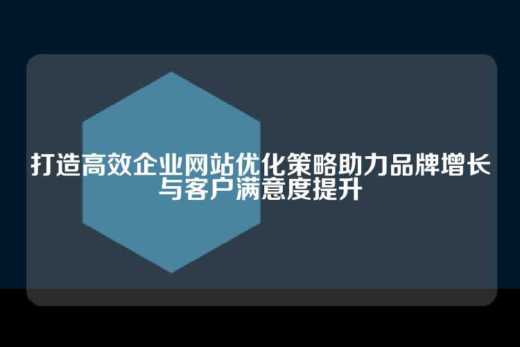 打造高效企业网站优化策略助力品牌增长与客户满意度提升