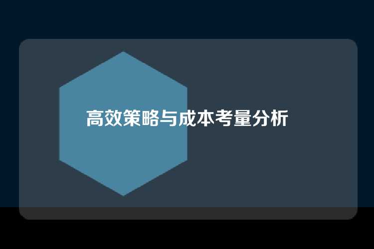 高效策略与成本考量分析