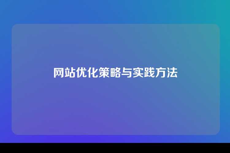 网站优化策略与实践方法