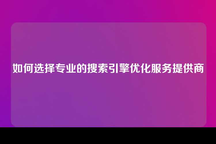 如何选择专业的搜索引擎优化服务提供商