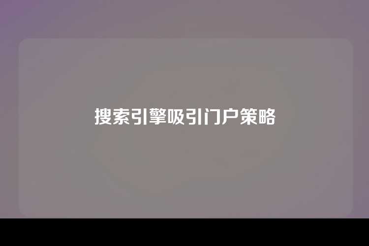 搜索引擎吸引门户策略