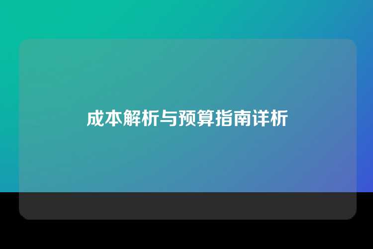 成本解析与预算指南详析