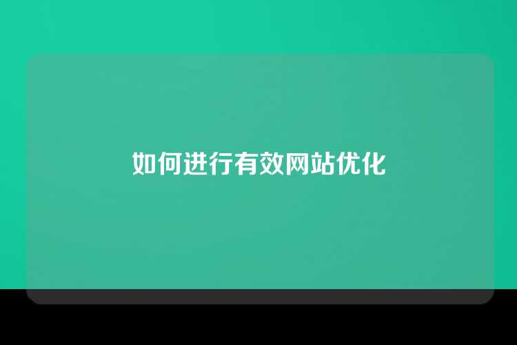如何进行有效网站优化
