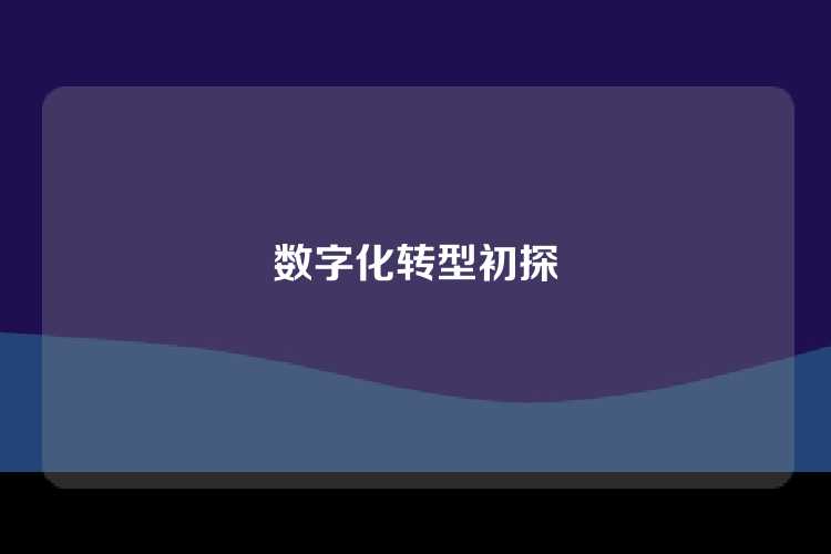数字化转型初探