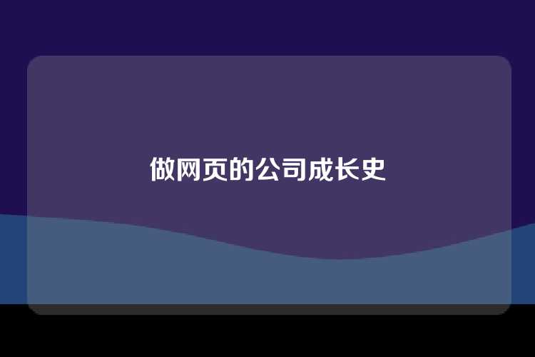 做网页的公司成长史