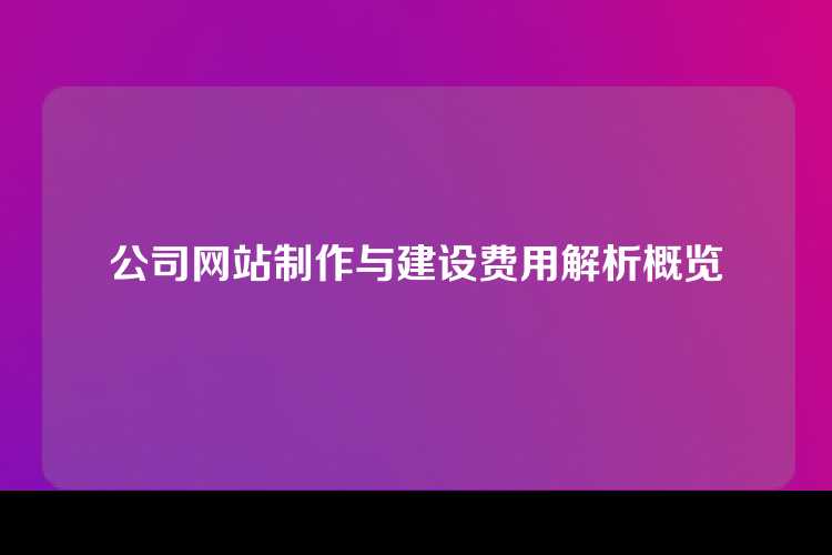 公司网站制作与建设费用解析概览