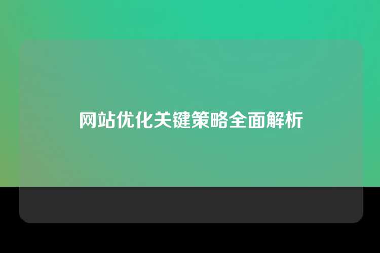 网站优化关键策略全面解析