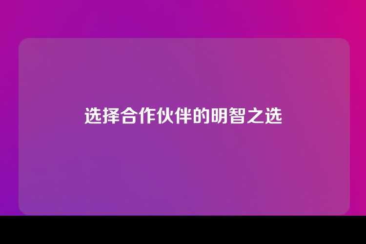 选择合作伙伴的明智之选