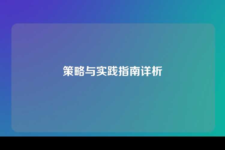 策略与实践指南详析