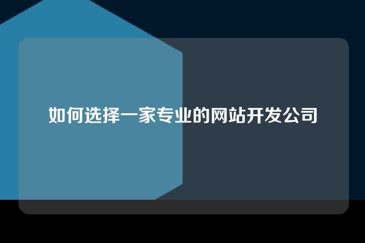 如何选择一家专业的网站开发公司