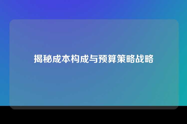 揭秘成本构成与预算策略战略