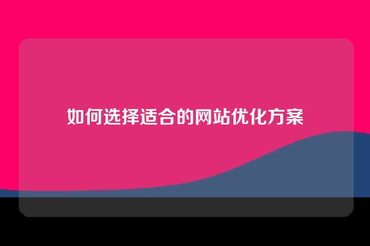 如何选择适合的网站优化方案