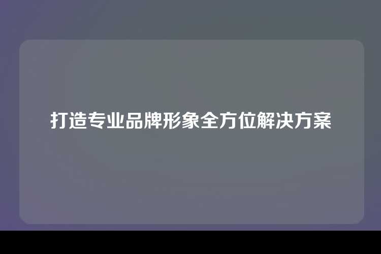 打造专业品牌形象全方位解决方案