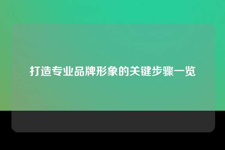 打造专业品牌形象的关键步骤一览