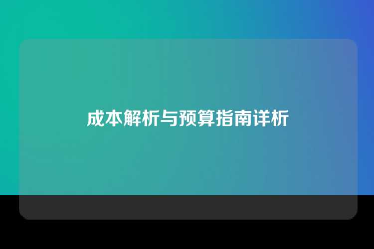 成本解析与预算指南详析