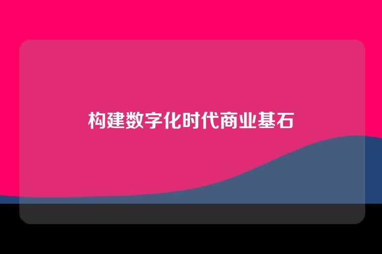 构建数字化时代商业基石