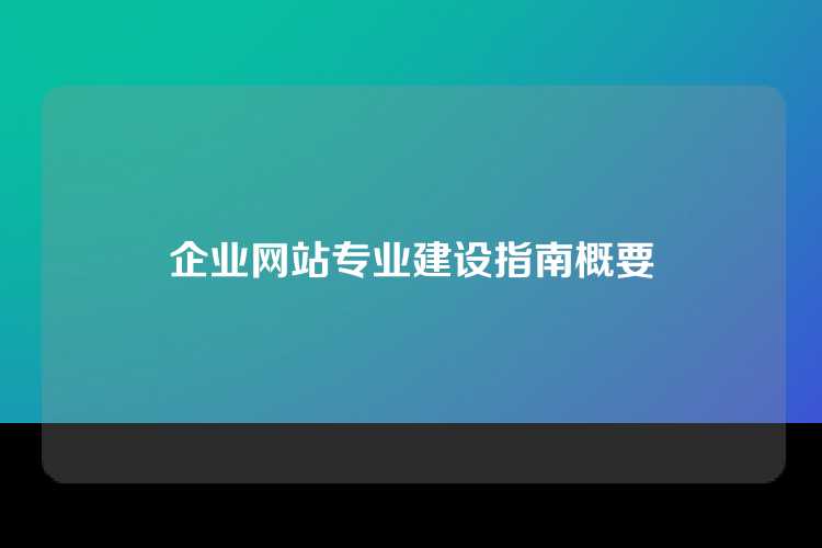 企业网站专业建设指南概要