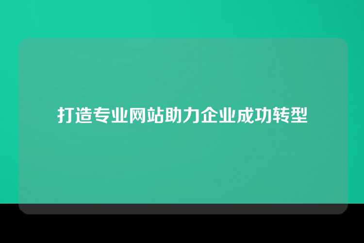 打造专业网站助力企业成功转型