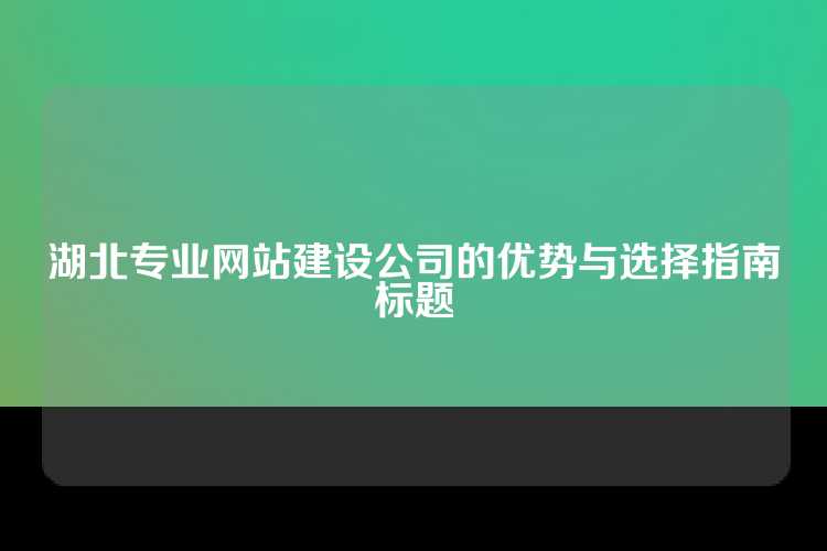 湖北专业网站建设公司的优势与选择指南标题
