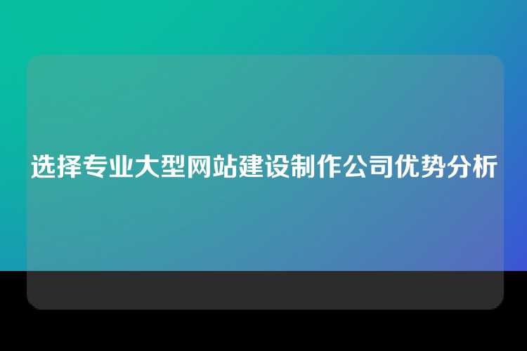 选择专业大型网站建设制作公司优势分析