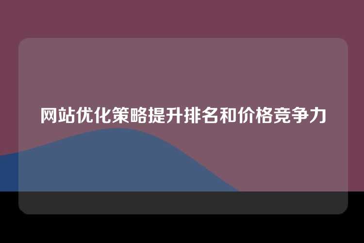网站优化策略提升排名和价格竞争力
