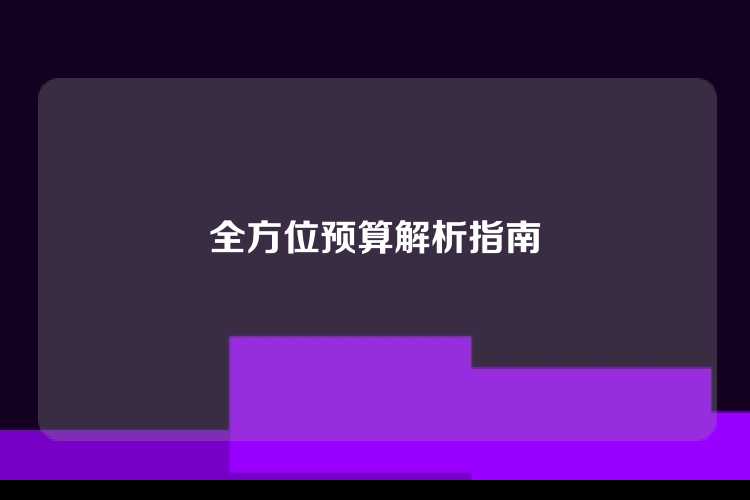 全方位预算解析指南