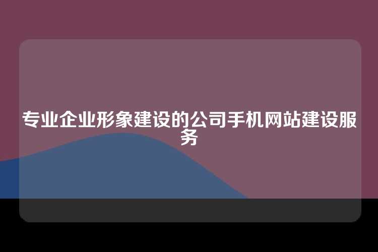 专业企业形象建设的公司手机网站建设服务