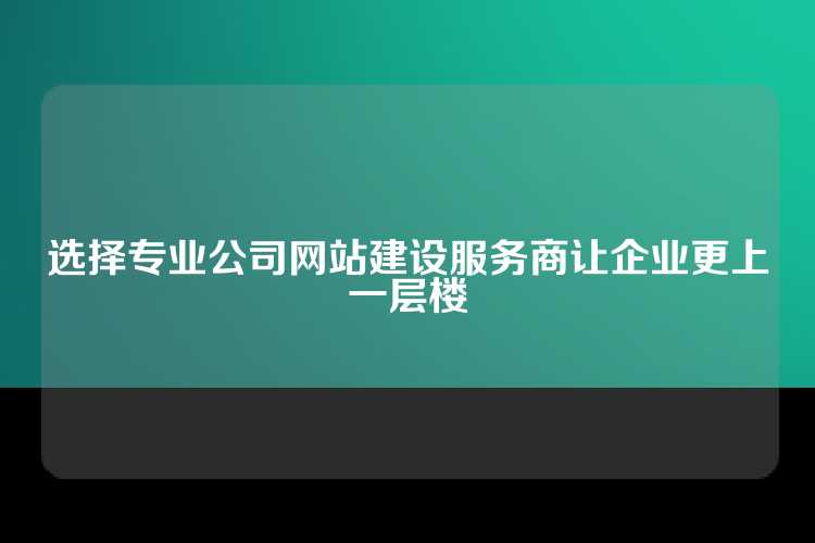 选择专业公司网站建设服务商让企业更上一层楼