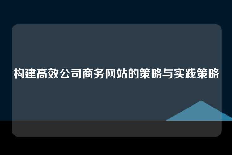 构建高效公司商务网站的策略与实践策略