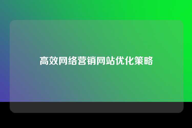高效网络营销网站优化策略