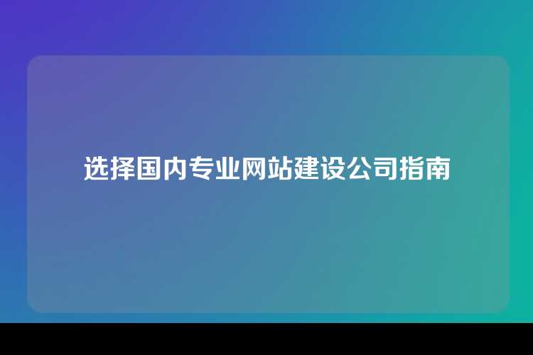 选择国内专业网站建设公司指南