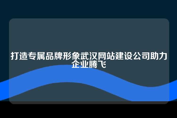 打造专属品牌形象武汉网站建设公司助力企业腾飞