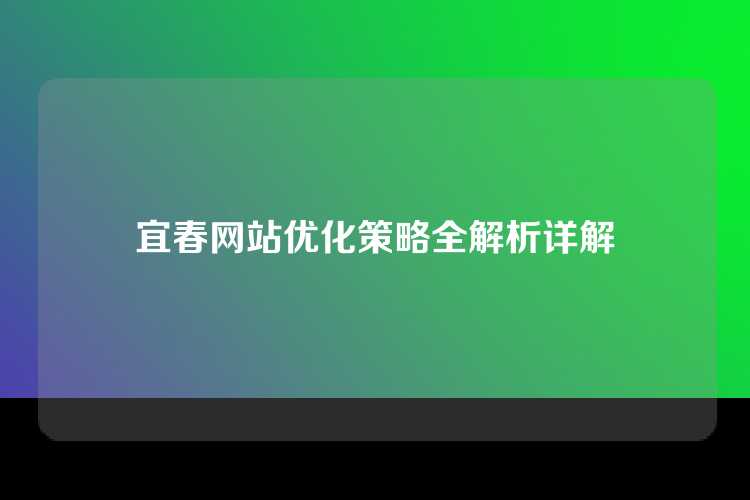 宜春网站优化策略全解析详解
