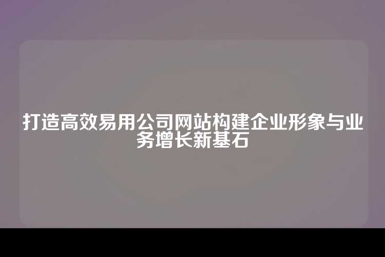 打造高效易用公司网站构建企业形象与业务增长新基石