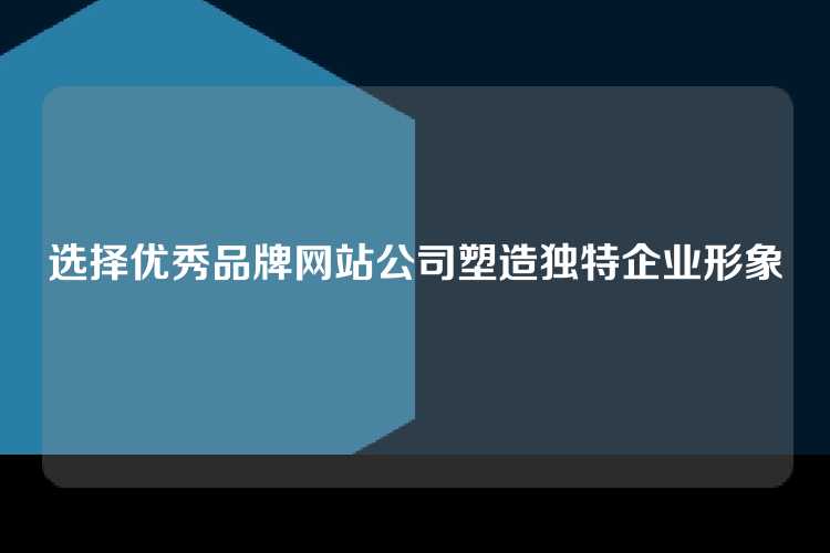 选择优秀品牌网站公司塑造独特企业形象