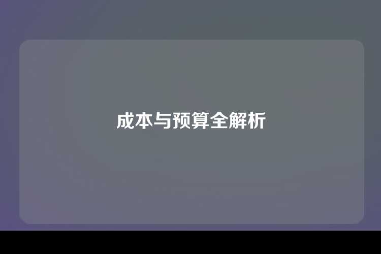 成本与预算全解析