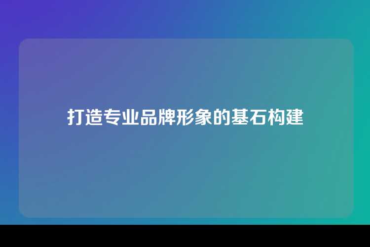 打造专业品牌形象的基石构建